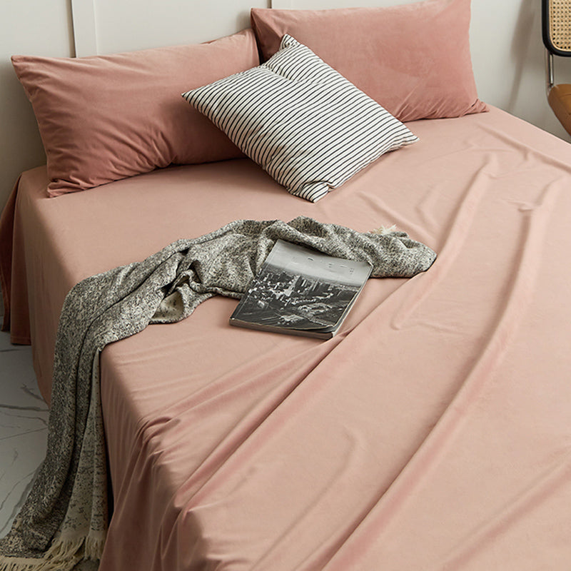 Breathable Bed Sheet Flannel Soft Whole Colored Bed Sheet Set