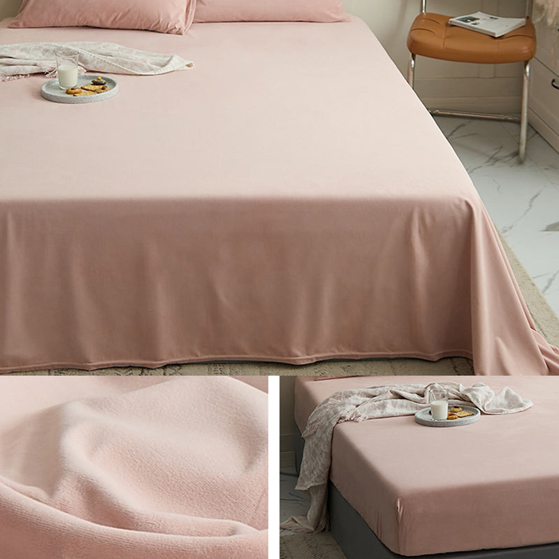 Breathable Bed Sheet Flannel Soft Whole Colored Bed Sheet Set