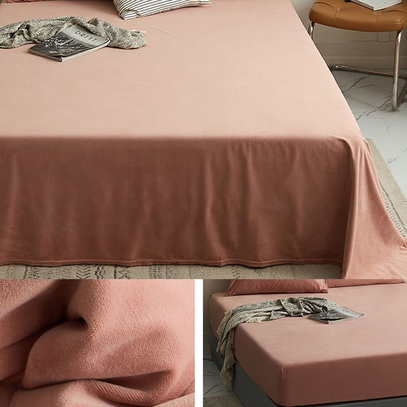 Breathable Bed Sheet Flannel Soft Whole Colored Bed Sheet Set