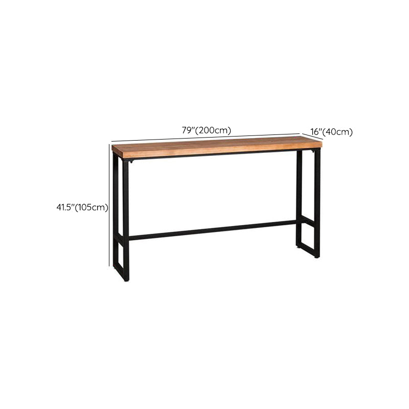 Industrial Solid Wood Bar Table Trestle Base Dining Table for Kitchen