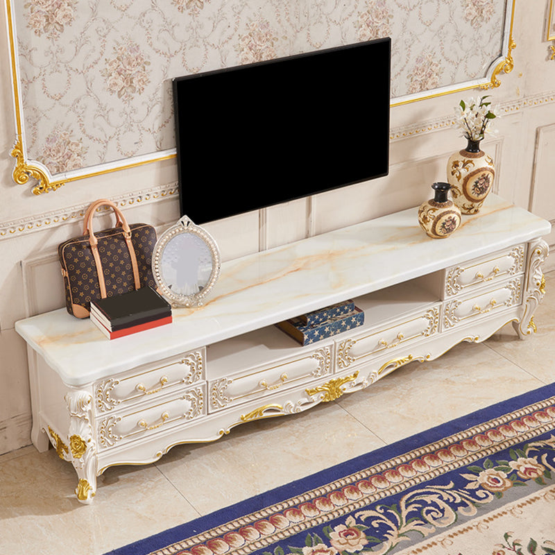 Glam TV Stand Console Open Storage TV Media Console with 6 Drawers