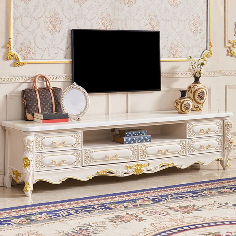 Glam TV Stand Console Open Storage TV Media Console with 6 Drawers