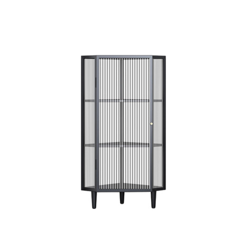 Contemporary Metal China Cabinet Glass Doors Display Cabinet with Doors for Dining Room