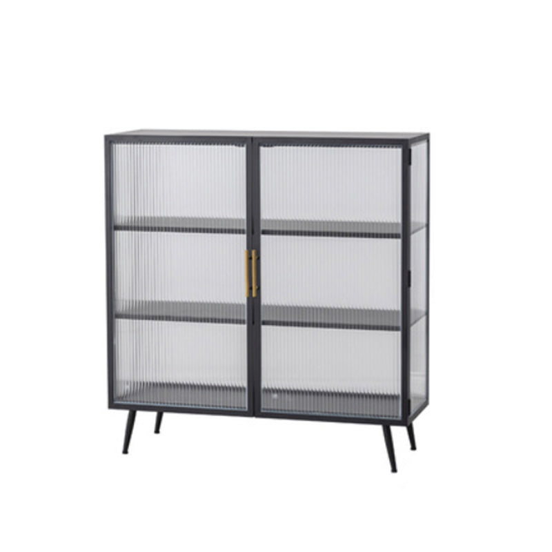 Contemporary Metal China Cabinet Glass Doors Display Cabinet with Doors for Dining Room