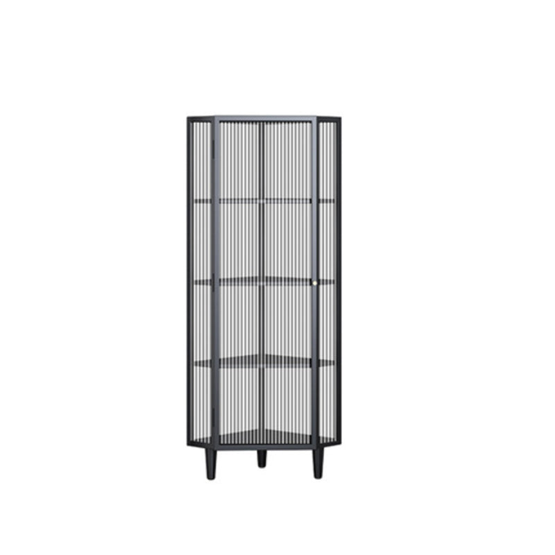 Contemporary Metal China Cabinet Glass Doors Display Cabinet with Doors for Dining Room