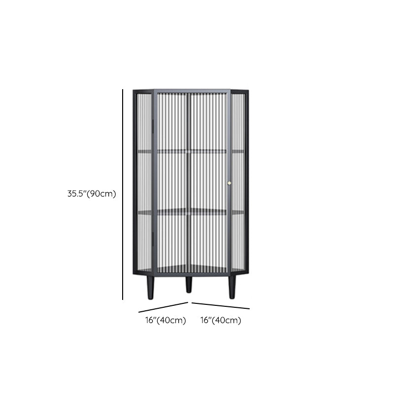 Contemporary Metal China Cabinet Glass Doors Display Cabinet with Doors for Dining Room