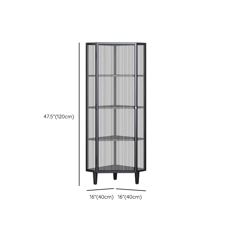 Contemporary Metal China Cabinet Glass Doors Display Cabinet with Doors for Dining Room