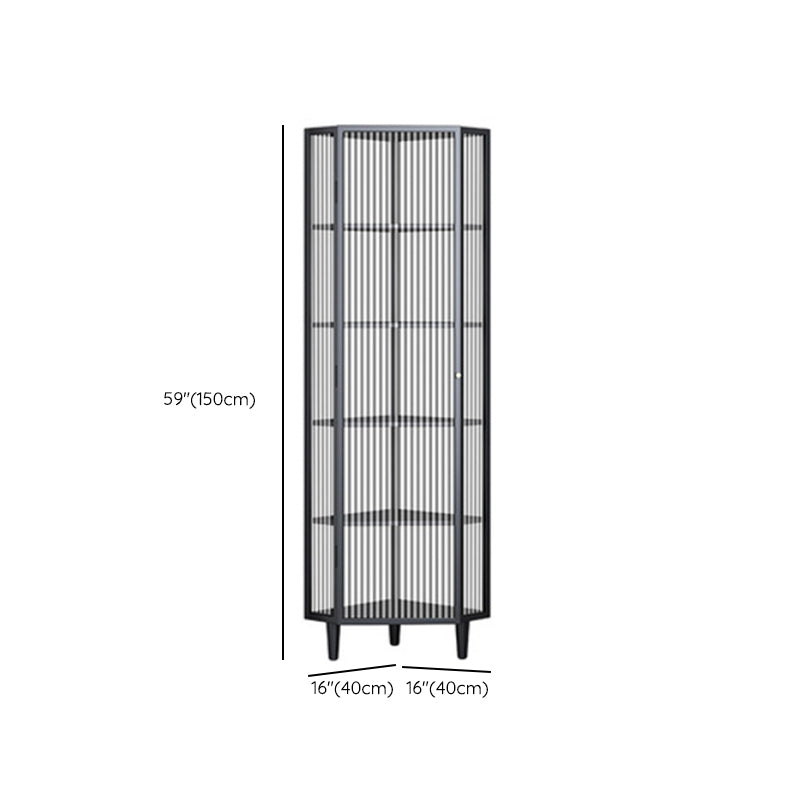 Contemporary Metal China Cabinet Glass Doors Display Cabinet with Doors for Dining Room