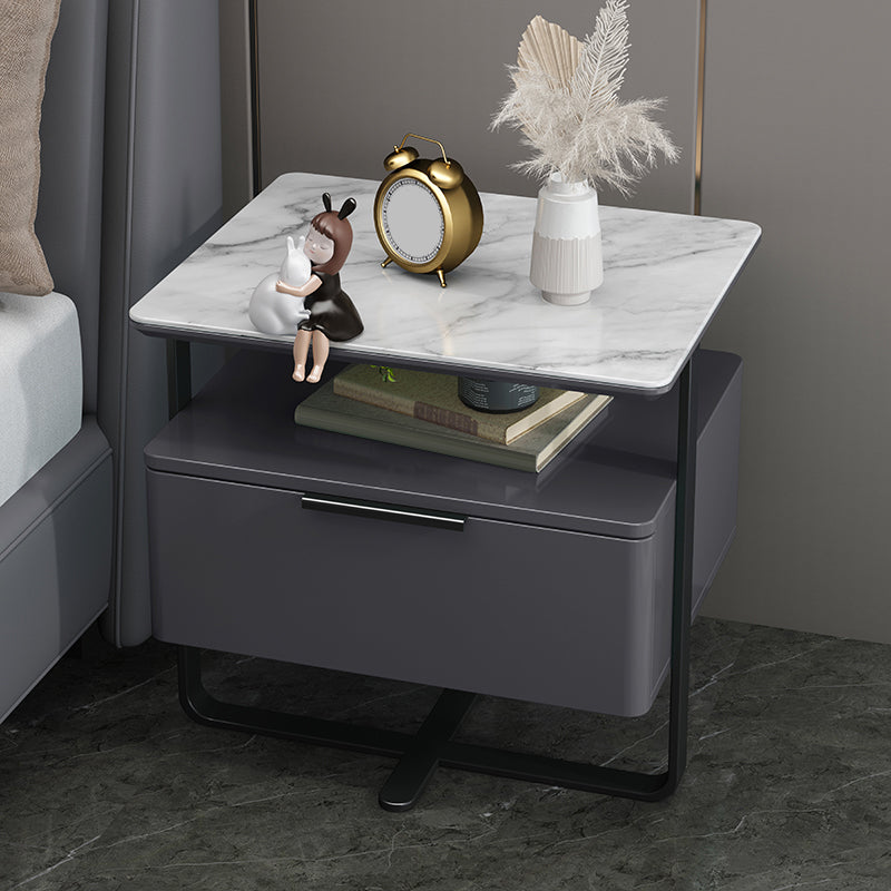 Wooden Bedside Cabinet Modern Style Minimalist Open Bedside Table with Legs