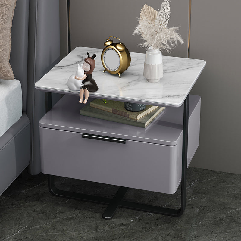 Wooden Bedside Cabinet Modern Style Minimalist Open Bedside Table with Legs