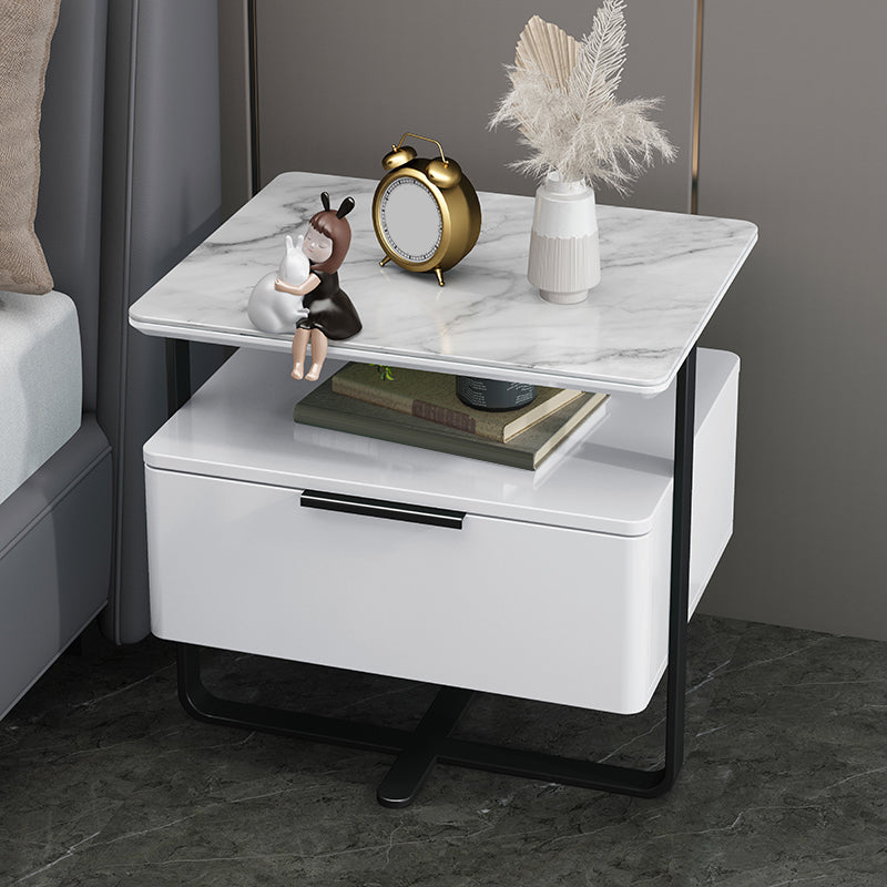 Wooden Bedside Cabinet Modern Style Minimalist Open Bedside Table with Legs