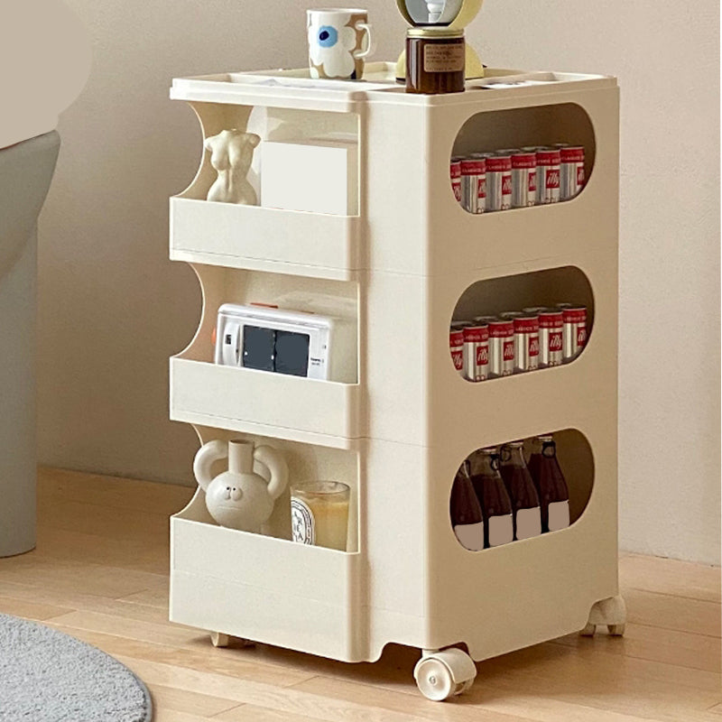 Modern Plastic Night Table Open Storage Night Stand with Wheels