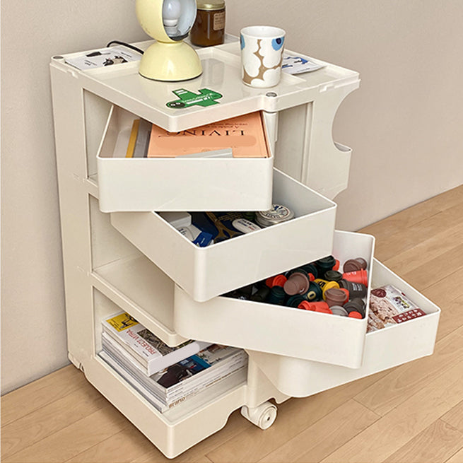 Modern Plastic Night Table Open Storage Night Stand with Wheels