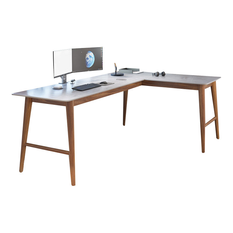 Contemporary Stone Office Desk L-Shape Writing Desk for Office