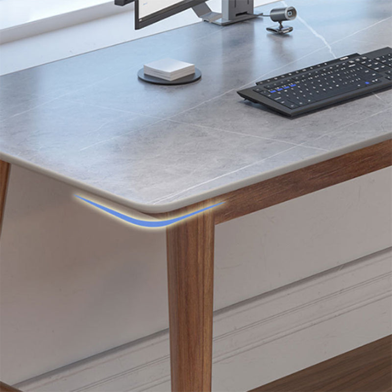 Contemporary Stone Office Desk L-Shape Writing Desk for Office