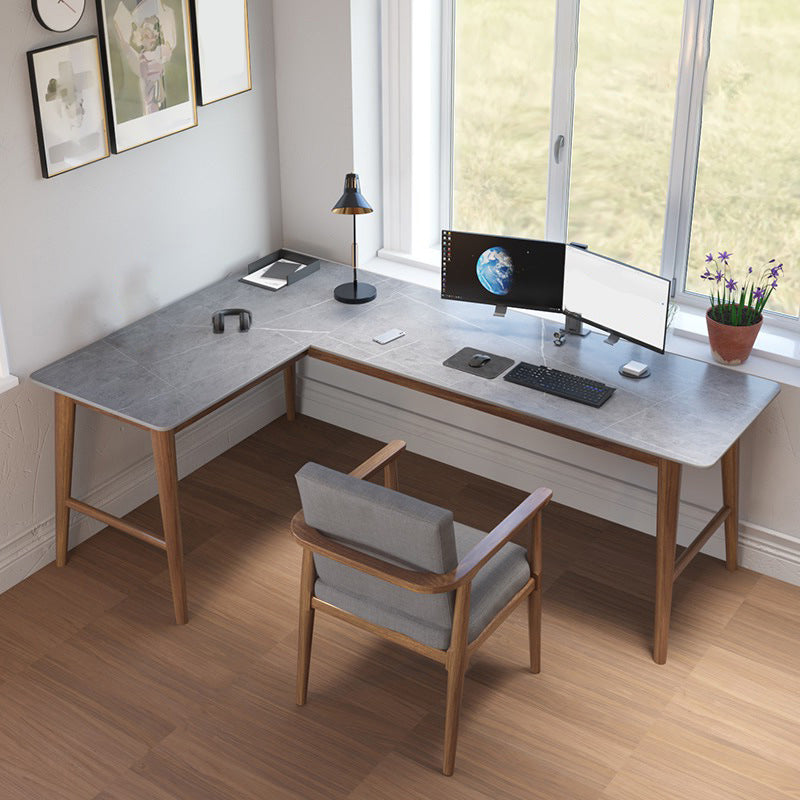 Contemporary Stone Office Desk L-Shape Writing Desk for Office