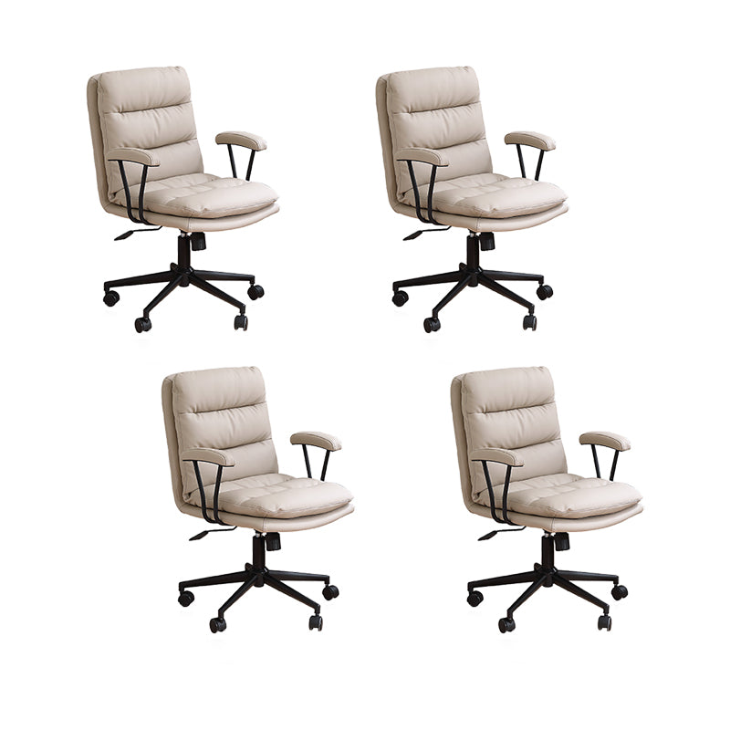 Modern Leather Chair Padded Arms Adjustable Seat Height Office Chair with Wheels