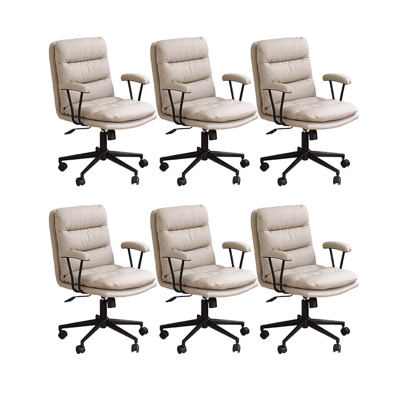 Modern Leather Chair Padded Arms Adjustable Seat Height Office Chair with Wheels