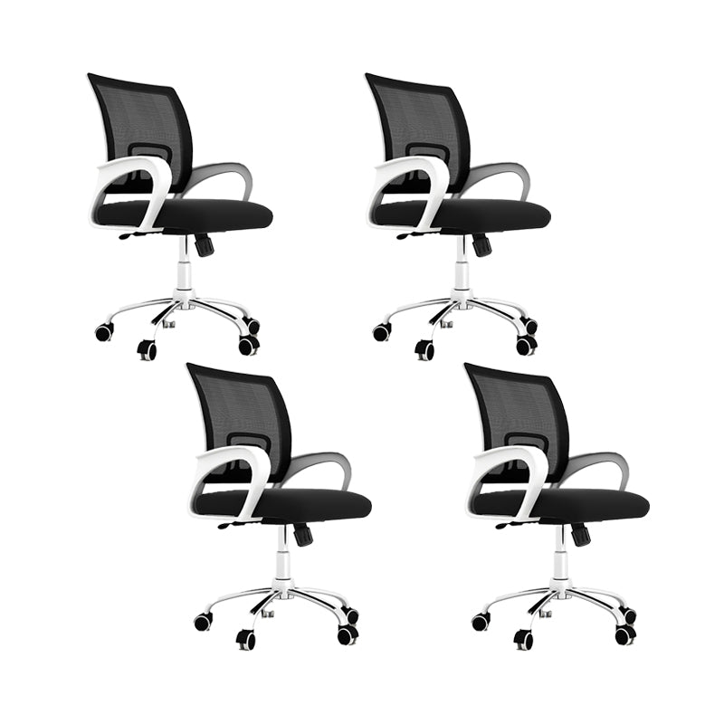 Modern Swivel Chair Adjustable Seat Height Fixed Arms Chair with Wheels