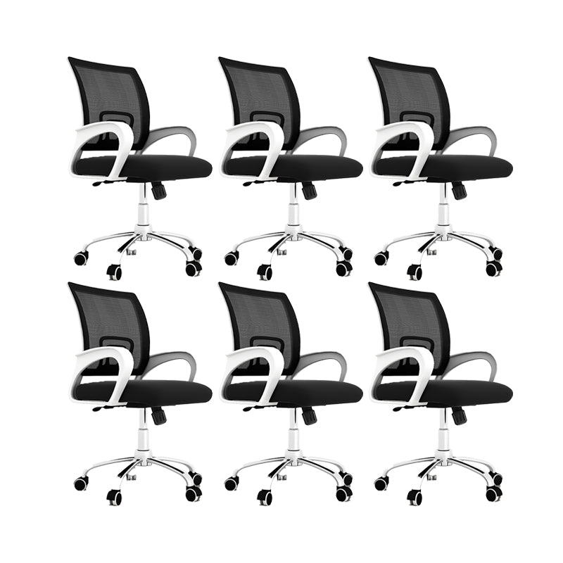 Modern Swivel Chair Adjustable Seat Height Fixed Arms Chair with Wheels