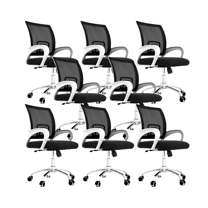 Modern Swivel Chair Adjustable Seat Height Fixed Arms Chair with Wheels