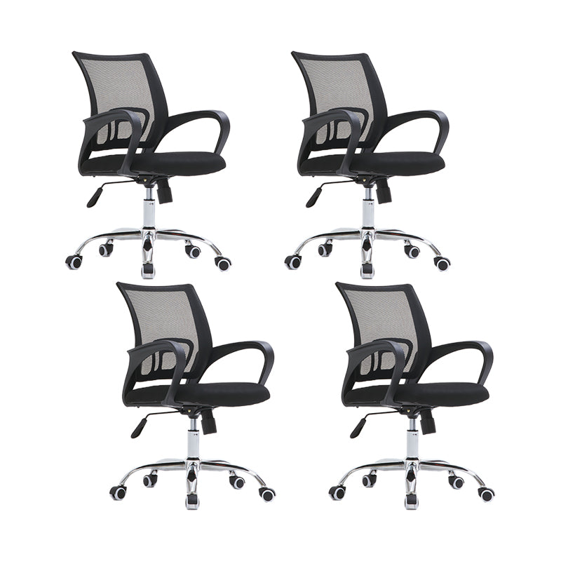 Modern Swivel Chair Adjustable Seat Height Fixed Arms Chair with Wheels