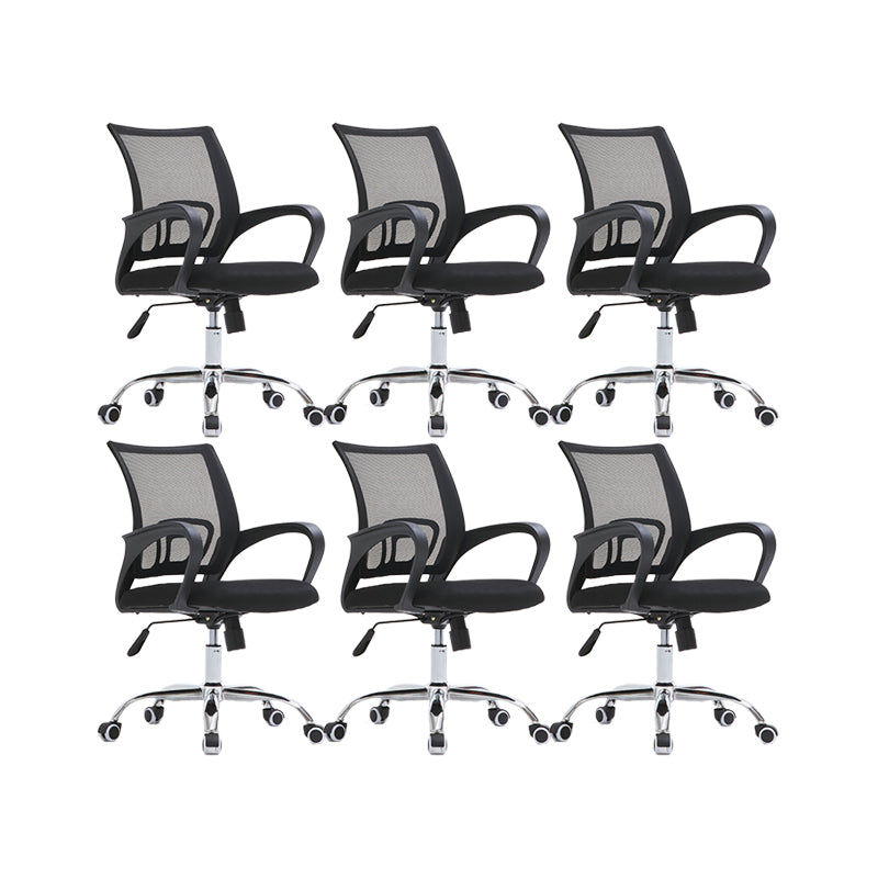 Modern Swivel Chair Adjustable Seat Height Fixed Arms Chair with Wheels