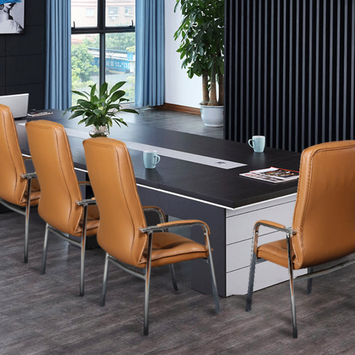 Modern Style Fixed Arms Office Chair Leather Task Chair for Office