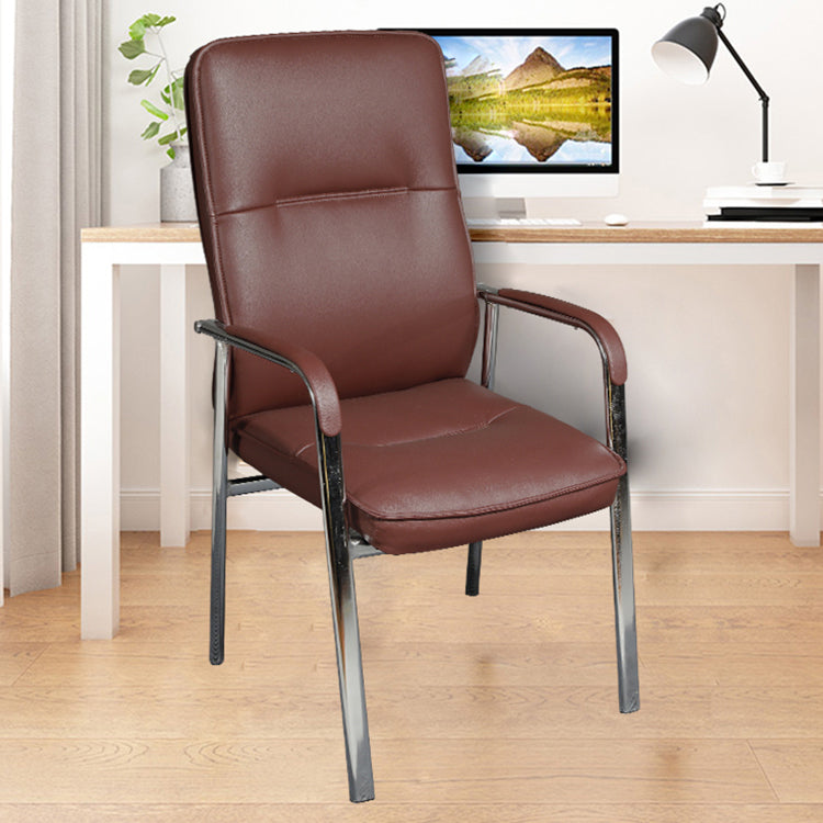 Modern Style Fixed Arms Office Chair Leather Task Chair for Office