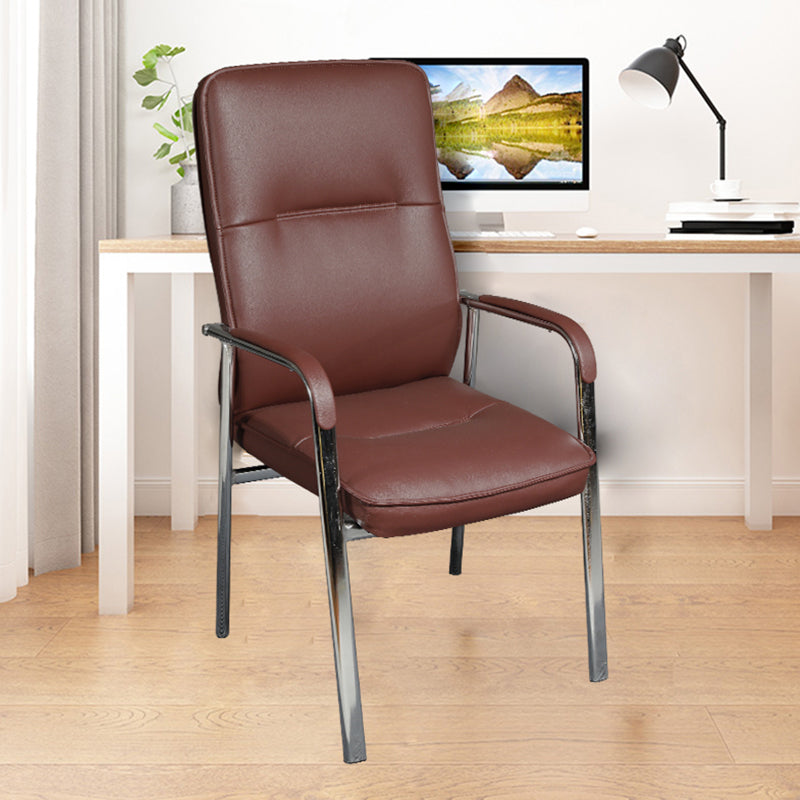 Modern Style Fixed Arms Office Chair Leather Task Chair for Office