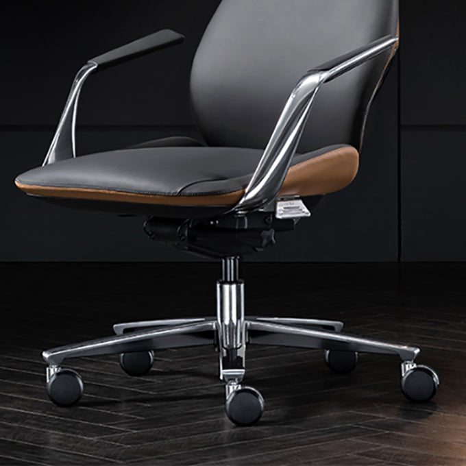 Modern Style Office Chair Adjustable Seat Height Fixed Arms Chair with Wheels