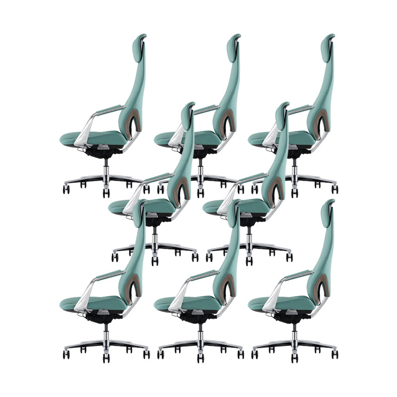 Modern Style Office Chair Adjustable Seat Height Fixed Arms Chair with Wheels