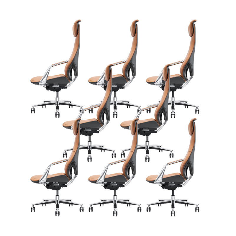 Modern Style Office Chair Adjustable Seat Height Fixed Arms Chair with Wheels