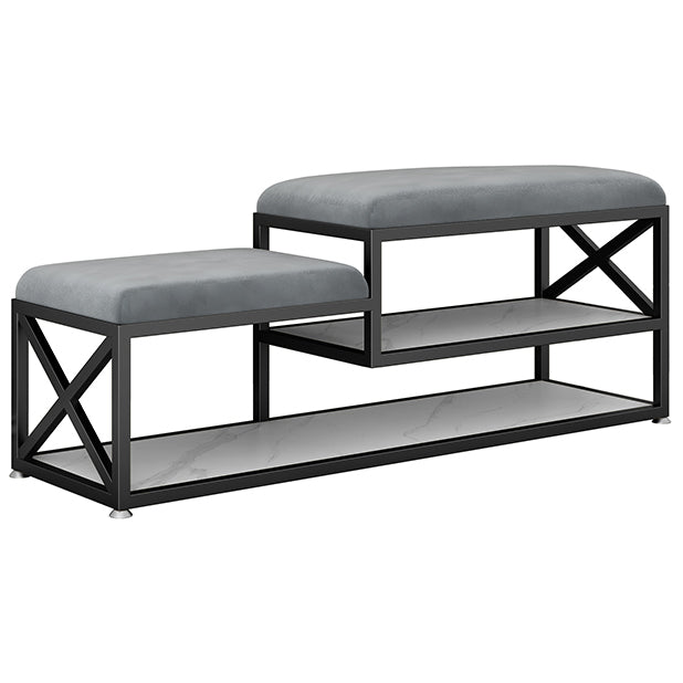 14" W Glam Seating Bench Cushioned Rectangle Shoe Storage Entryway and Bedroom Bench