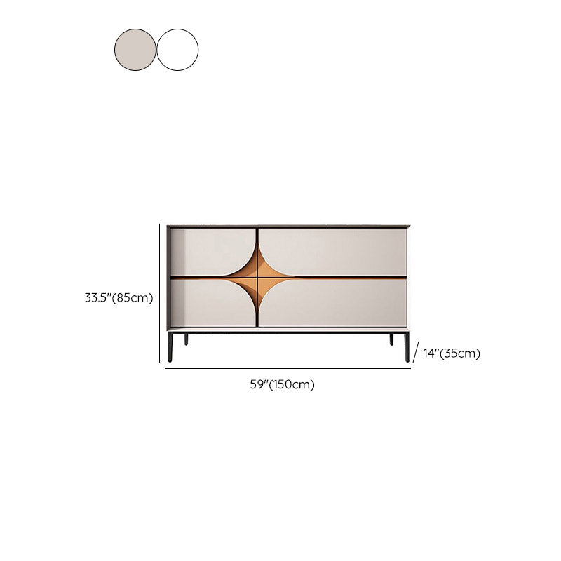 Wood Buffet Table Modern Style Server with Cabinets and Drawers