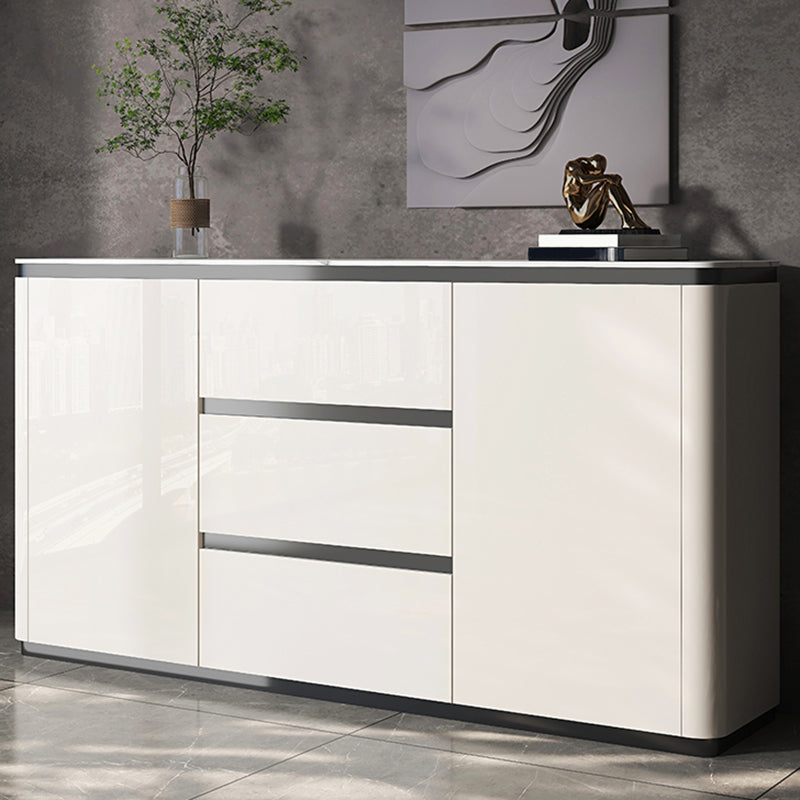 Modern Style Sideboard White Engineered Wood Sideboard with 3-Drawer and 2-Door