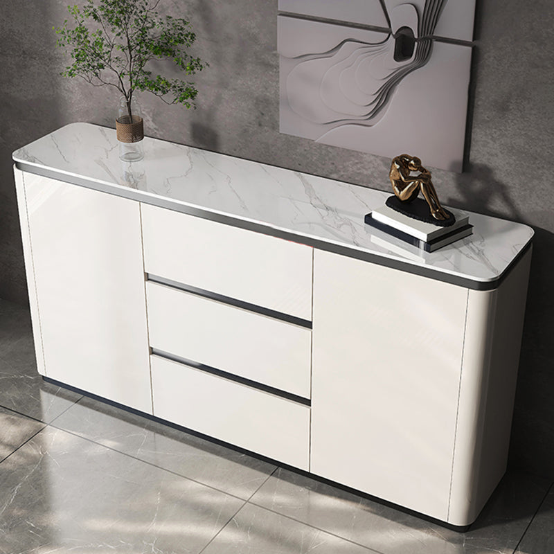 Modern Style Sideboard White Engineered Wood Sideboard with 3-Drawer and 2-Door