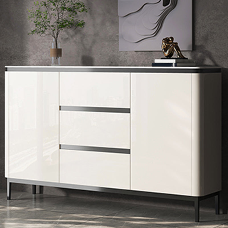 Modern Style Sideboard White Engineered Wood Sideboard with 3-Drawer and 2-Door