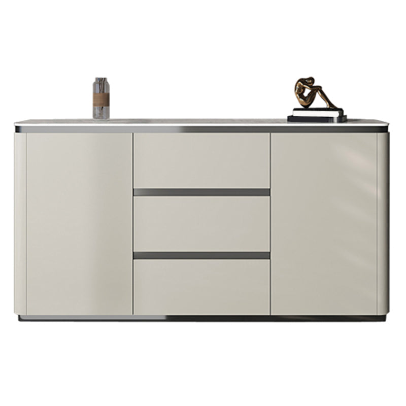 Modern Style Sideboard White Engineered Wood Sideboard with 3-Drawer and 2-Door