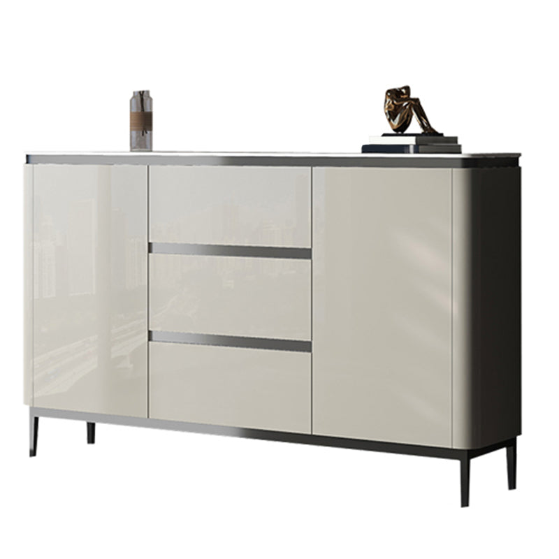 Modern Style Sideboard White Engineered Wood Sideboard with 3-Drawer and 2-Door