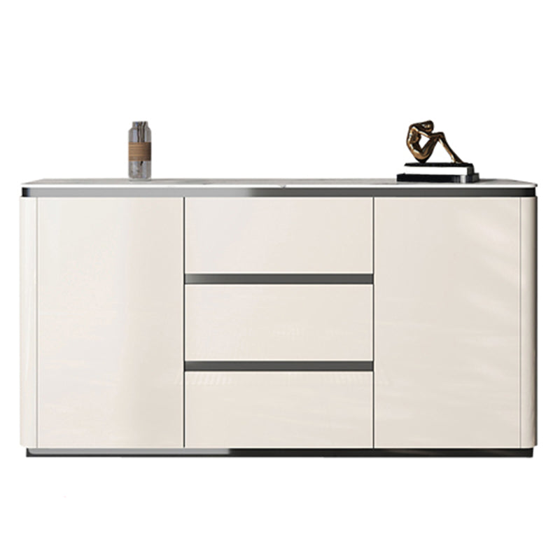 Modern Style Sideboard White Engineered Wood Sideboard with 3-Drawer and 2-Door