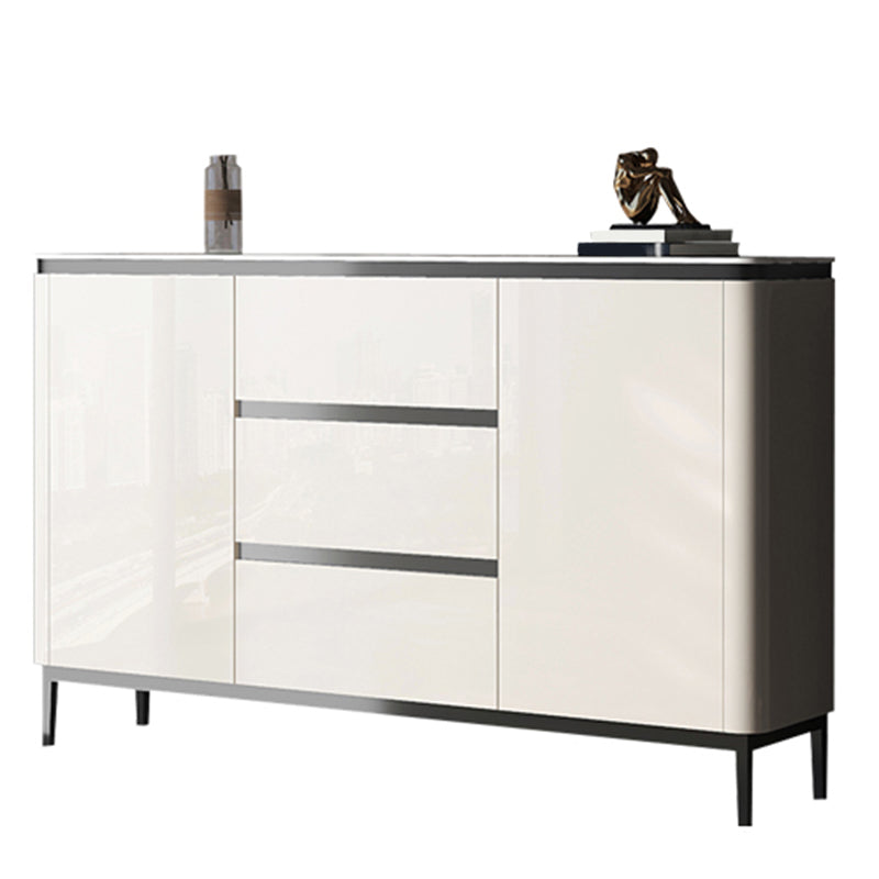 Modern Style Sideboard White Engineered Wood Sideboard with 3-Drawer and 2-Door