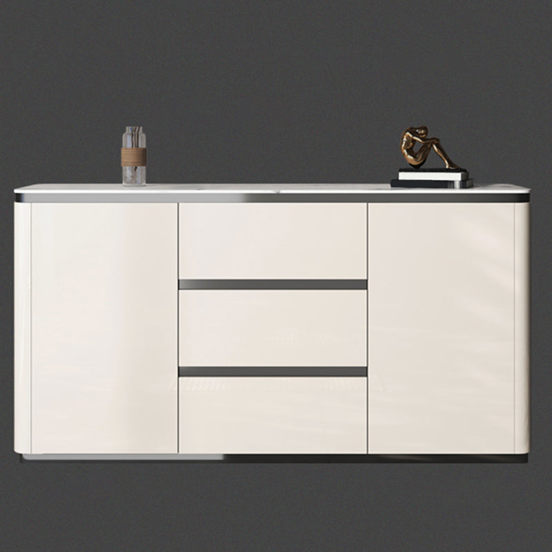 Modern Style Sideboard White Engineered Wood Sideboard with 3-Drawer and 2-Door