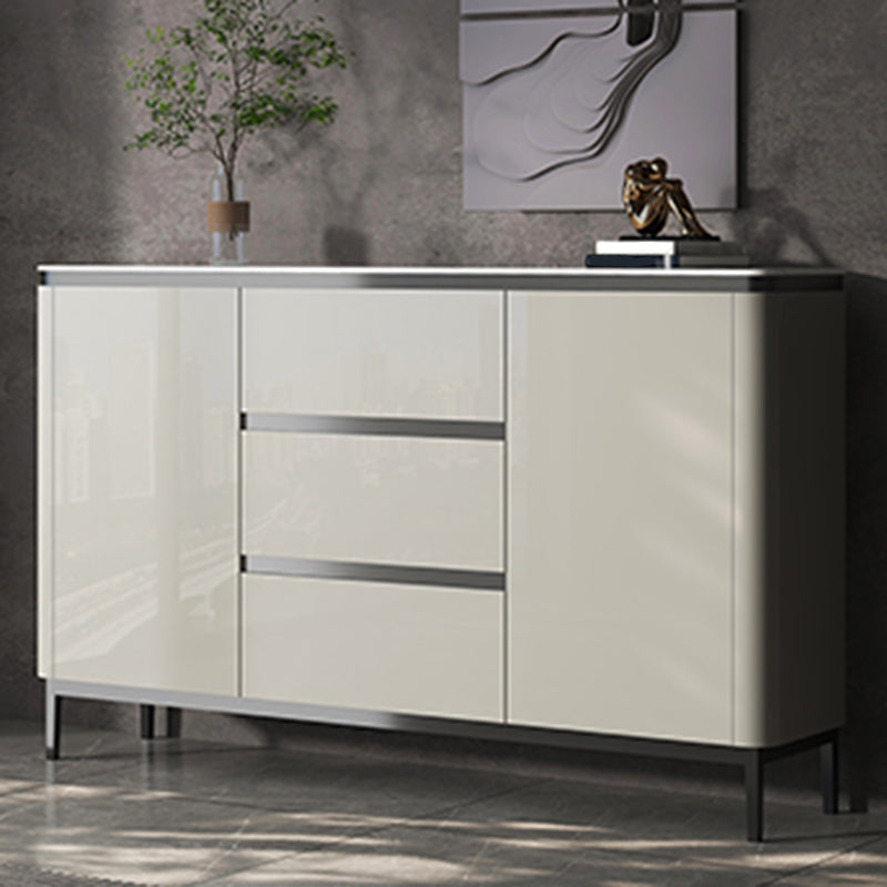 Modern Style Sideboard White Engineered Wood Sideboard with 3-Drawer and 2-Door