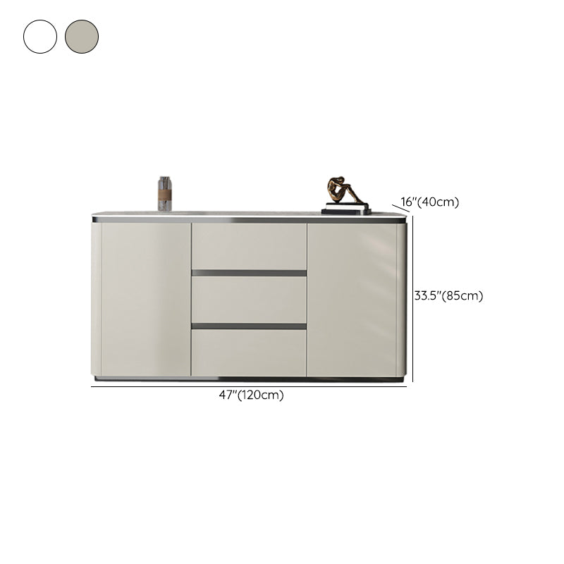 Modern Style Sideboard White Engineered Wood Sideboard with 3-Drawer and 2-Door