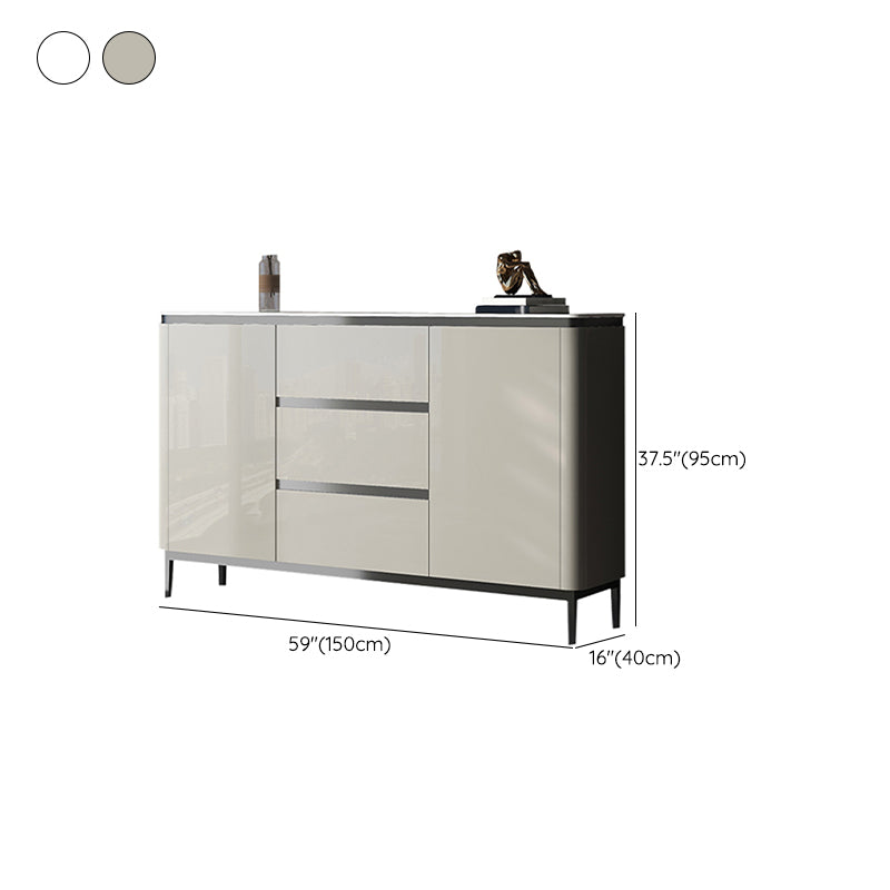 Modern Style Sideboard White Engineered Wood Sideboard with 3-Drawer and 2-Door