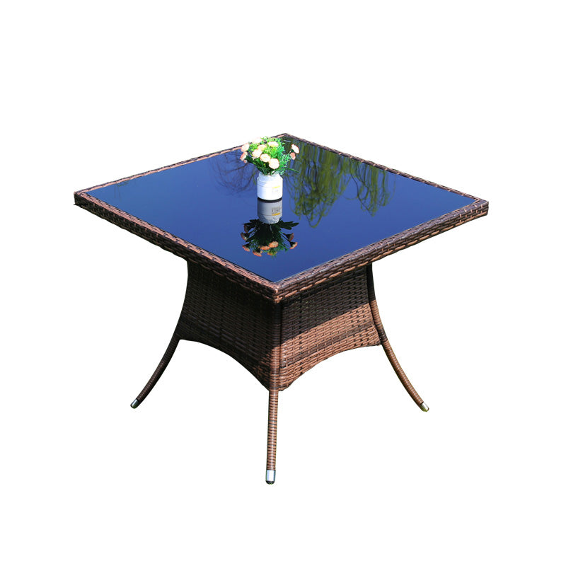 Water Resistant Glass Dining Set Contemporary Style Metal Outdoor Folding Set