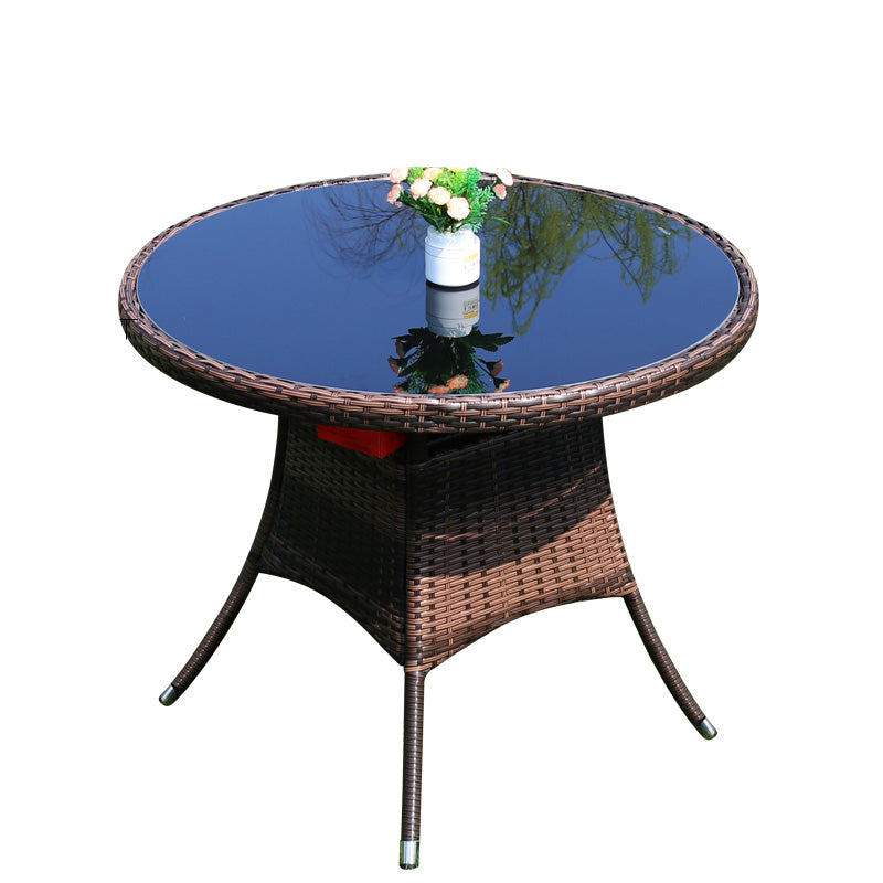 Water Resistant Glass Dining Set Contemporary Style Metal Outdoor Folding Set