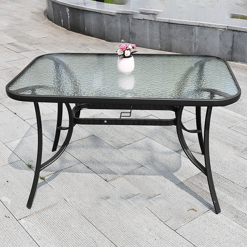 Water Resistant Glass Dining Set Contemporary Style Metal Outdoor Folding Set