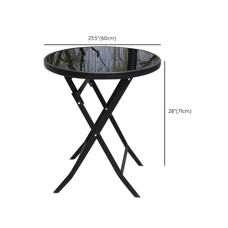 Water Resistant Glass Dining Set Contemporary Style Metal Outdoor Folding Set